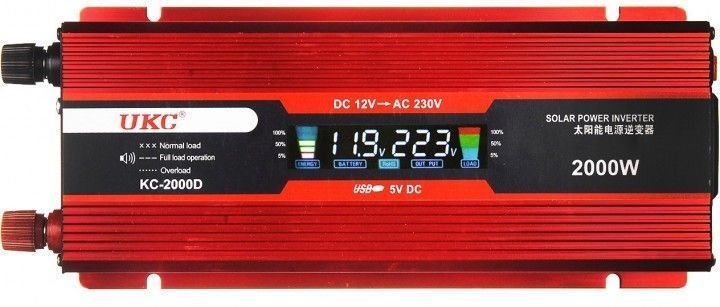 Перетворювач напруги 12 В в 220 В UKC 2000 Вт автомобільний інвертор з LCD-екраном 1756375643 фото