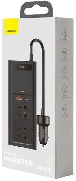 Автомобільний інвертор BASEUS In-car Inverter 150 Вт 220 В Чорний 1835075393 фото