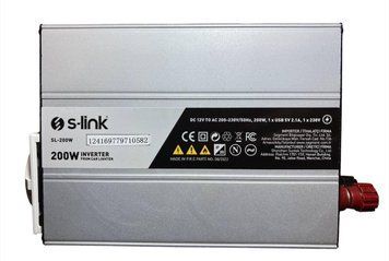 Перетворювач автомобільного струму S-link 12 В в 220 В 200 Вт інвертор 1756375660 фото